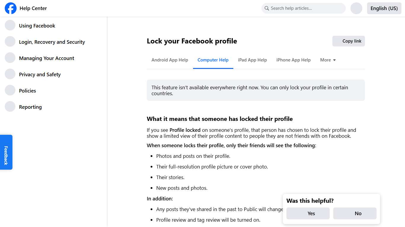 Lock your Facebook profile | Facebook Help Center